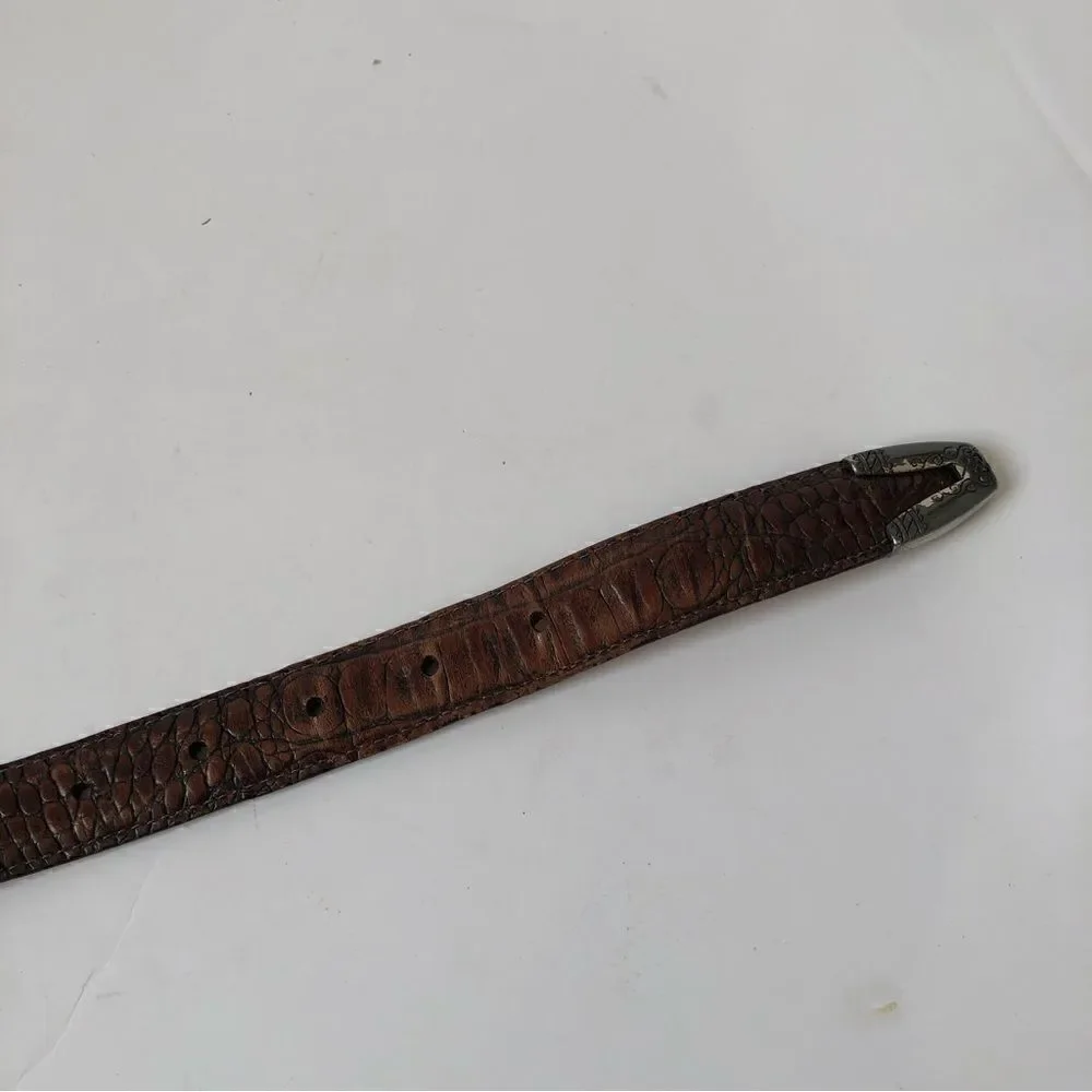 Brighton reptile print leather belt with silver finished buckle